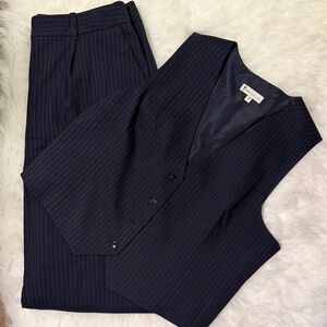 35 Inseam Extra Tall Navy Pinstripe Trousers & Vest